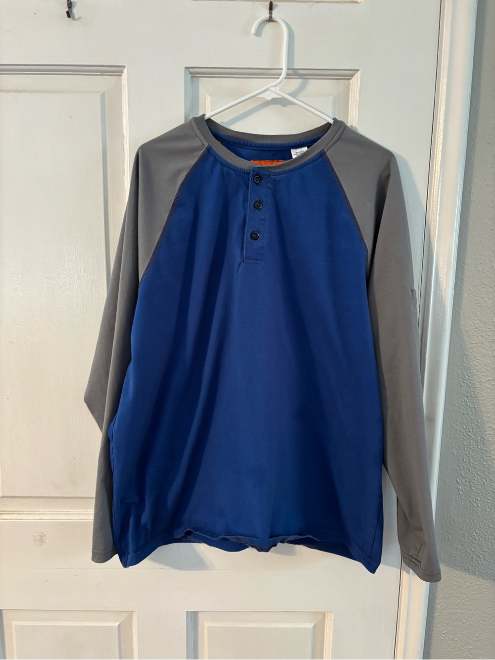 Wrangler Flame Resistant FR Cotton Knit Henley Work Shirt Blue/Gray Men’s 2XL